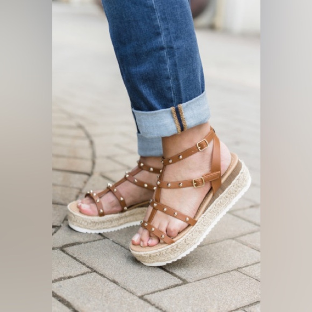 Soda Brown Studded Sandals
